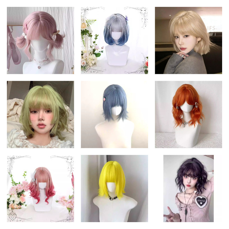 Chen Xiao Short Hair Wig for Women, Lolita Style, Playful and Age-Reducing, Natural and Fluffy Synthetic Hair, Full Wig