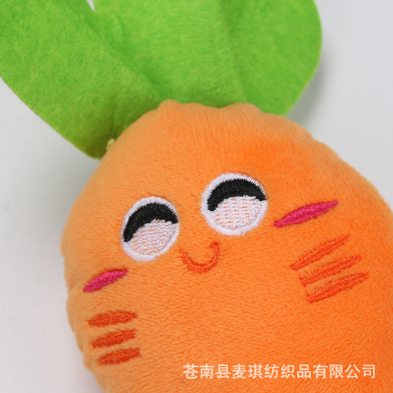 Nueva mascota de peluche de juguete de sonido molienda gato y perro de juguete fruta Chuck animal suministros para mascotas en stock al por mayor