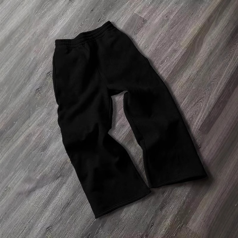 Calle transfronteriza europea y americana, tendencia retro americana, pantalones rectos sueltos, pantalones negros con estampado cruzado casual, hombres