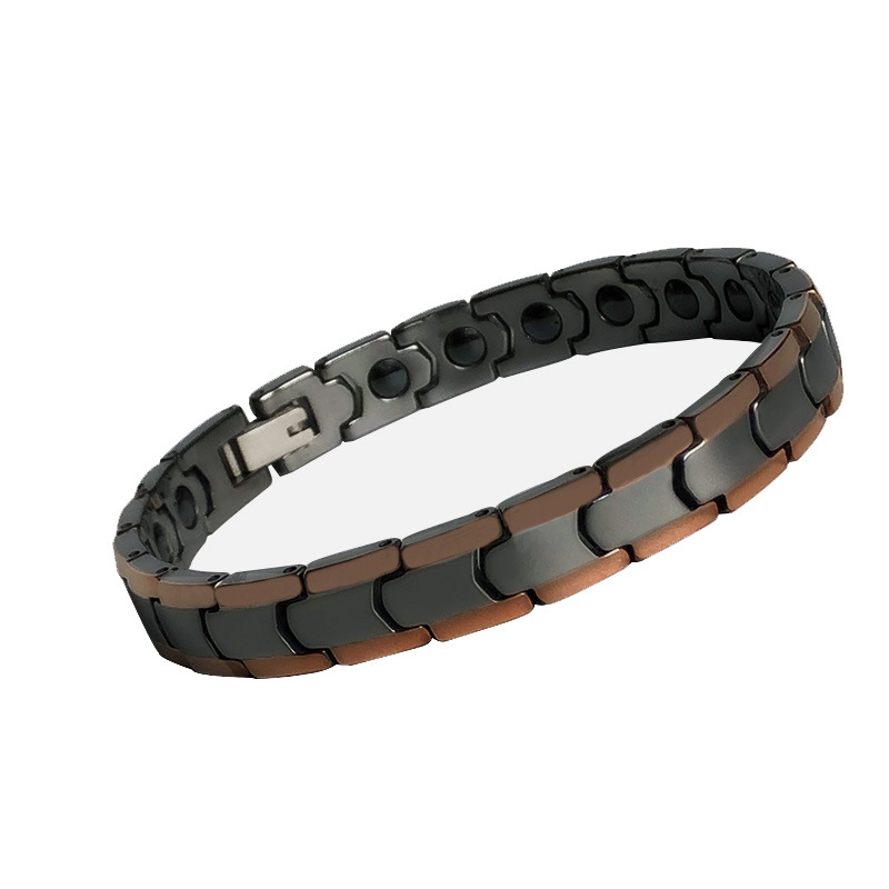 Japonés y coreano transfronterizo en stock joyería al por mayor de acero de tungsteno electrochapado oro rosa magnética impermeable pulsera deportiva para niños y niñas