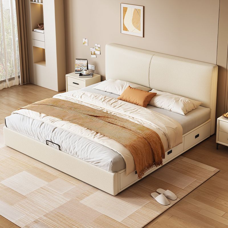 Ultra-Thin Bedside Storage Bed Small Apartment Bedroom Double Bed with Drawer Air Pressure Bed Multi-Functional Edge-To-Edge Soft Leather Bed