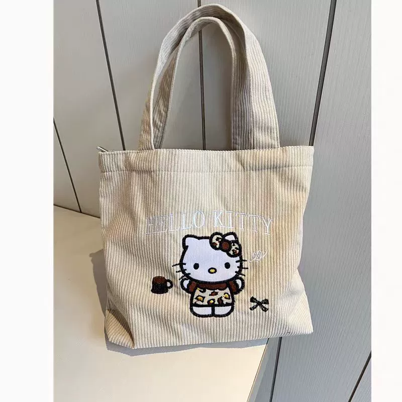 Сумка-тоут с вышитым велюром, размеры 22×26×7 см, милый дизайн Hello Kitty, для мамы и малыша