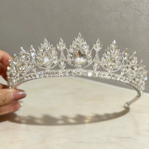Cross-Border Bridal Crown Silver Rhinestone Headband Wedding Hair Accessories Princess Style Birthday Headband Wedding Dress Headwear for Women