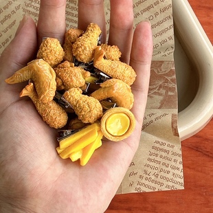 Internet Celebrant Fun Creative Fried Chicken Legs Chicken Wings Chicken Nuggets Fries Simulation Food Play Hairpin Bangs Hair Accessories