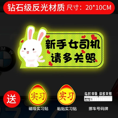 Body sticker, Internship Car Sticker Novice on - strong-magnetic-reflective-rabbit-please-take-more-care-gift