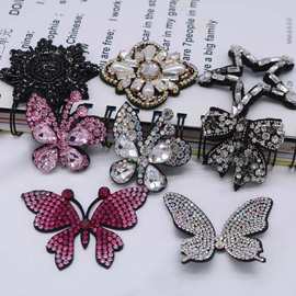 复古珍珠鞋花手工布贴彩钻蝴蝶烫钻鞋配件服饰包包装饰钉珠配件