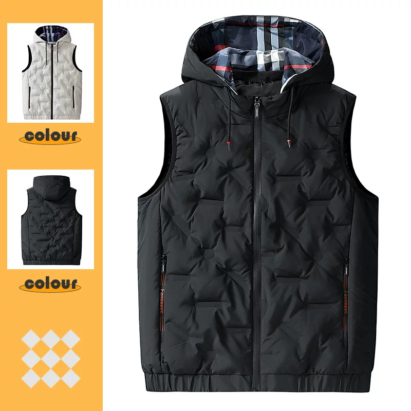 Warm long-sleeve, down jacket, keep warm vest for leisure with hood sleevless