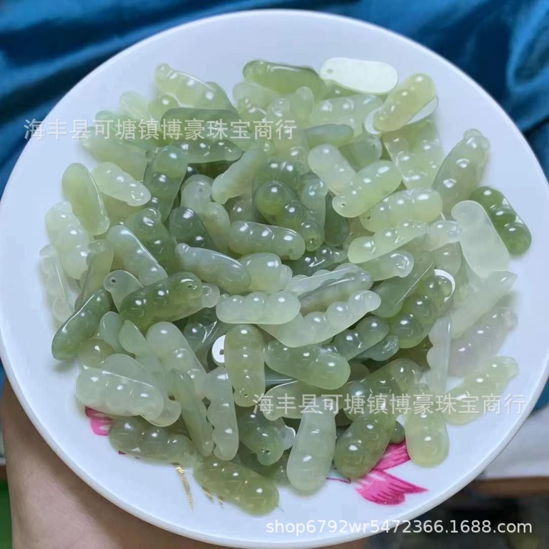 天然和田玉相思豆青海料雕刻DIY配饰配件料子细腻水头足厂家