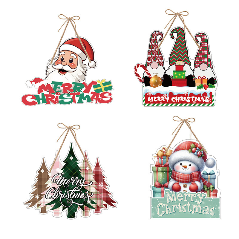 跨境新款Christmas圣诞纸质小门挂创意卡通装饰挂件场景氛围布置|undefined