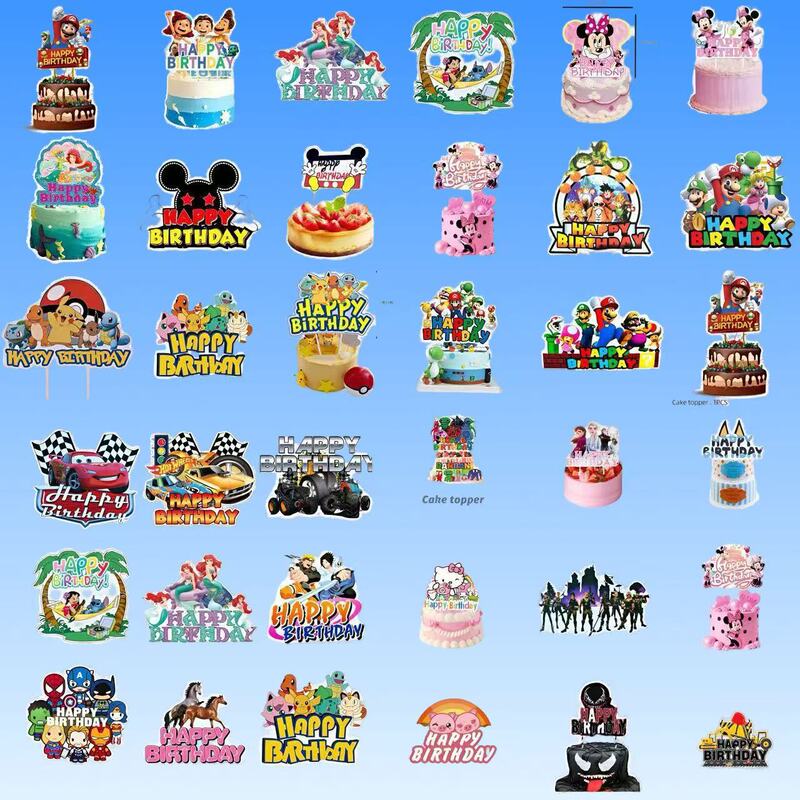 New Cartoon Anime Disposable Birthday Party Decoration Theme Large Cake Toppers and Flag Series