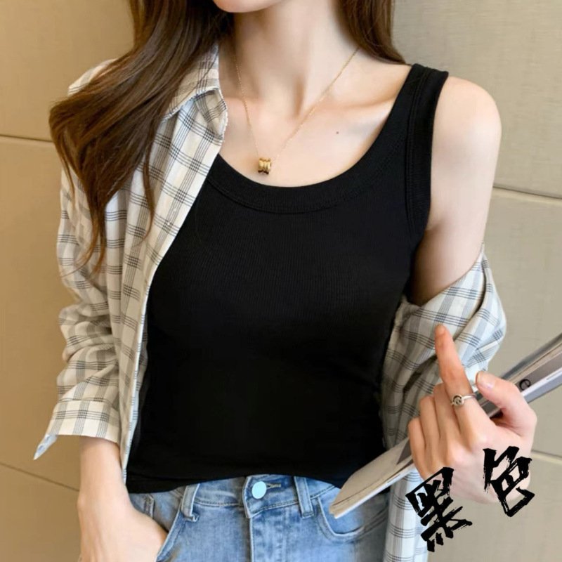 2024 Summer new Vest Women's inner wear outer wear slim Korean style sling short sleeve top bottoming T-shirt women