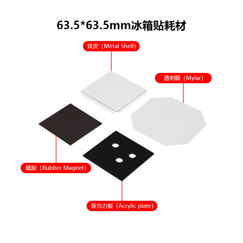 Estilo explosivo 50*50 cuadrado máquina de imán de refrigerador material de molde de imán de refrigerador magnético de goma rectangular