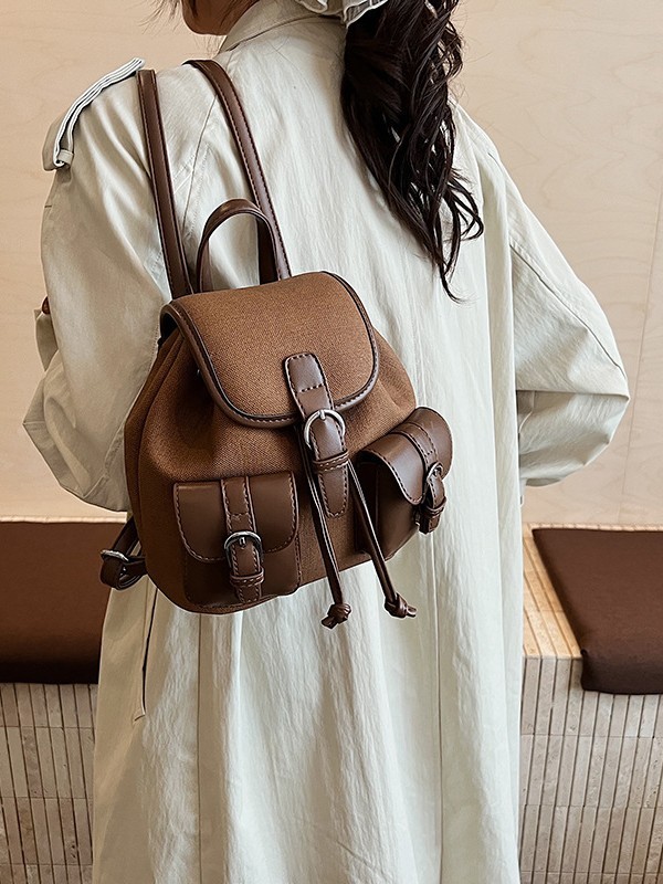 休闲复古通勤女式双肩包2025秋冬季新款精致小书包外出旅行后背包|undefined