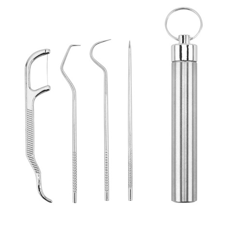 304 stainless steel toothpick set, portable storage tube, care metal toothpick, oral tooth cleaning tool