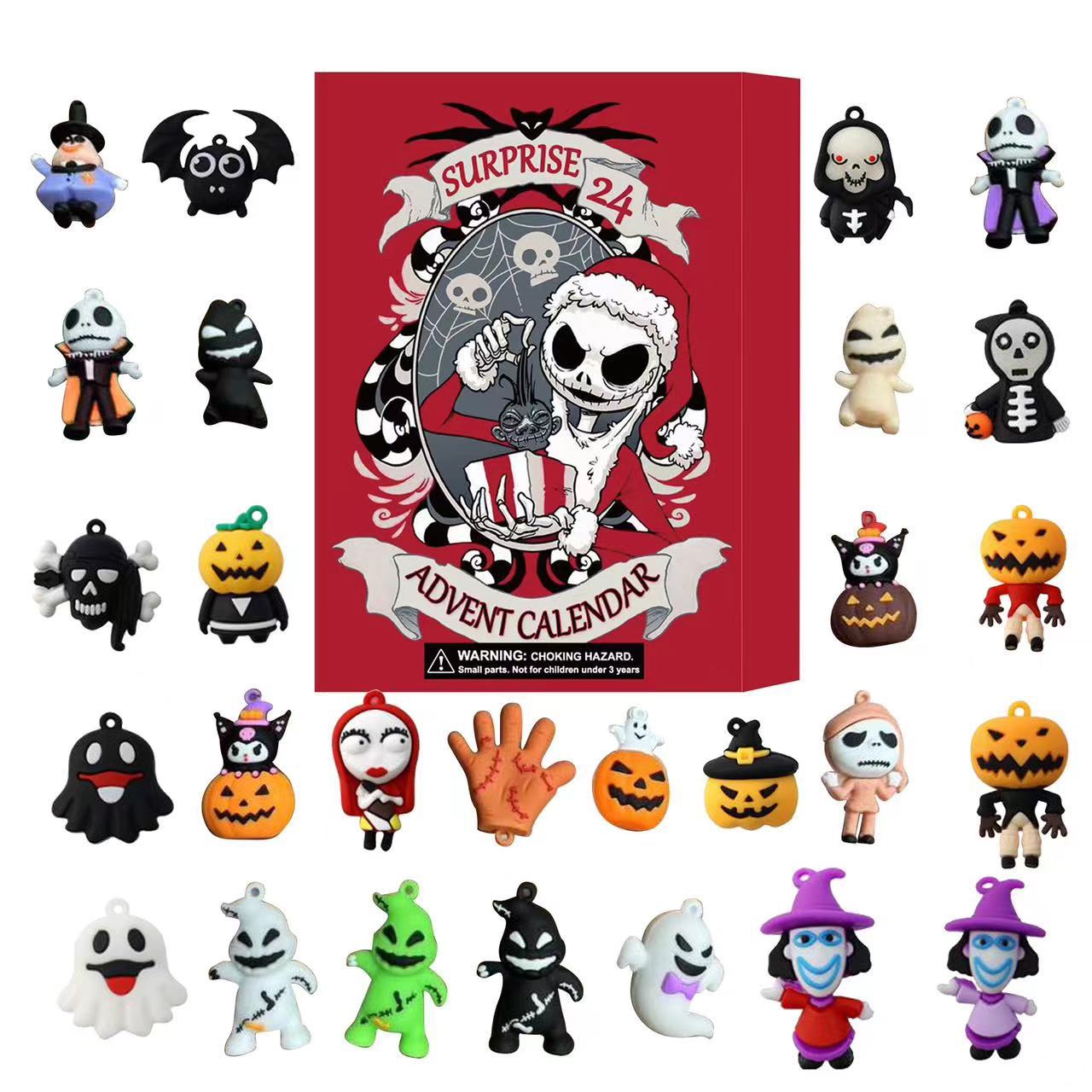 Calendario de Adviento de Navidad Nuevo calendario de cuenta regresiva de Halloween Caja sorpresa Atmósfera fantasmal Navidad gótica 24 regalos Caja del día de Adviento