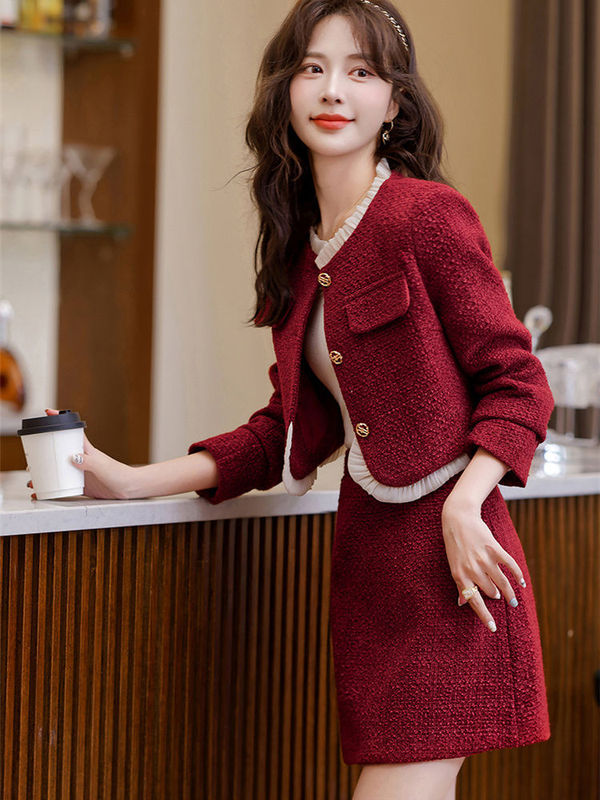 小香风短裙套装女春秋2025新款爆款高级感小个子时尚套装裙两件套|undefined