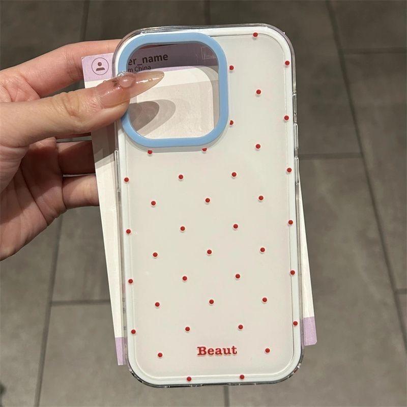 Double-Layer Imd Korean-Style Red Wave Phone Case Suitable for Apple 17 Pro Max, iPhone 15, Anti-Drop, Simple Design for 14 and 13