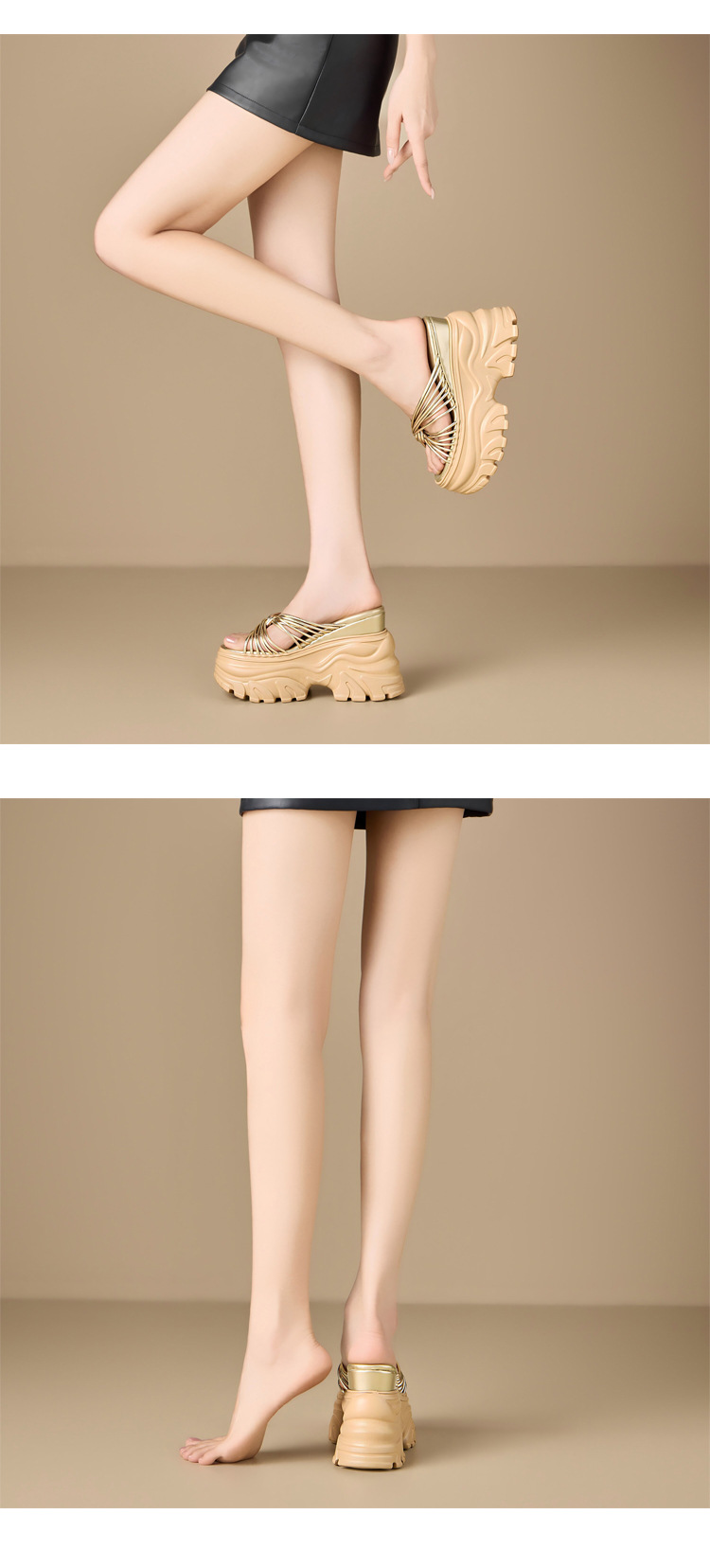 Sandal cao gót nữ quai ngang đế xuồng gót 12 cm phong cách Hàn Quốc — Vàng nhạt chi tiết 4