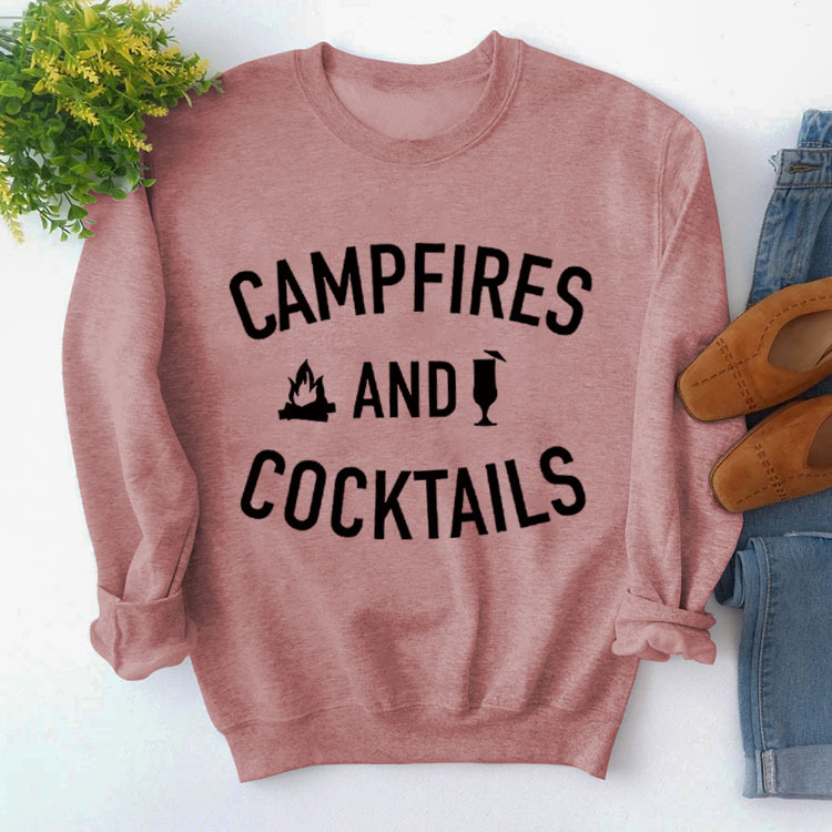 Amazon deseo Otoño e Invierno ropa de las nuevas mujeres fogatas y cócteles carta impreso suéter