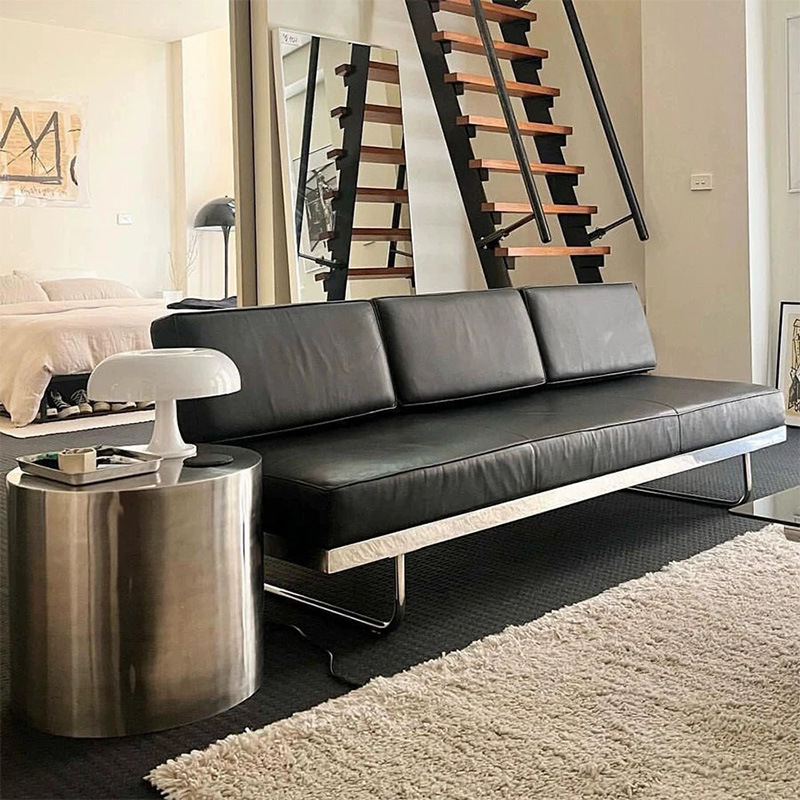 Sofá de cuero Corbusier Sofá de recepción de estilo medieval Sofá de cuero italiano Sofá recto