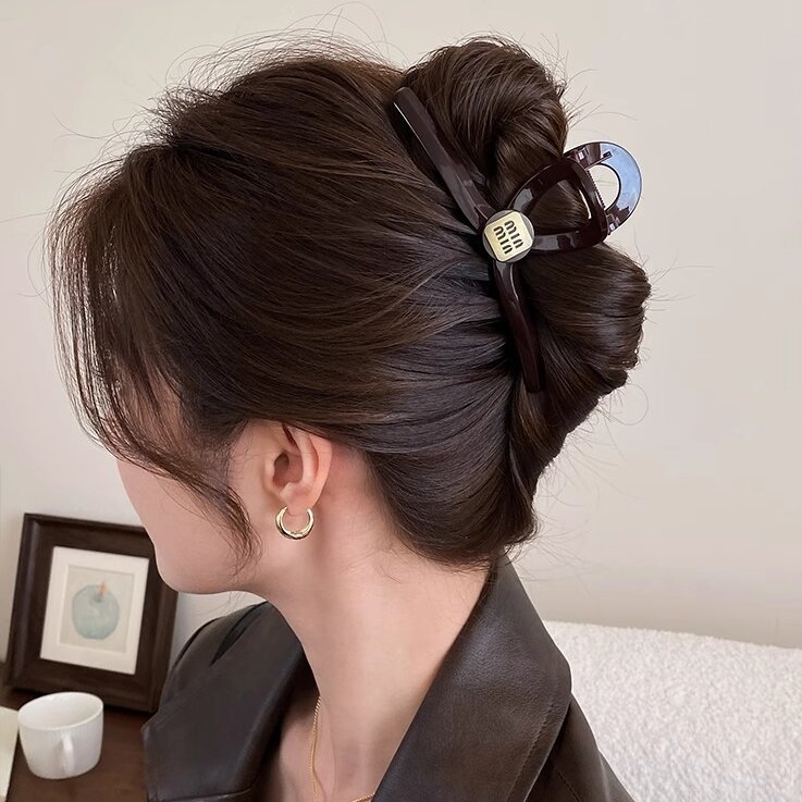 女性用高品質ゴールドラベルレターグリッパー2025新しいハイエンド大型ヘアクリップ後頭部シャーククリップ|undefined