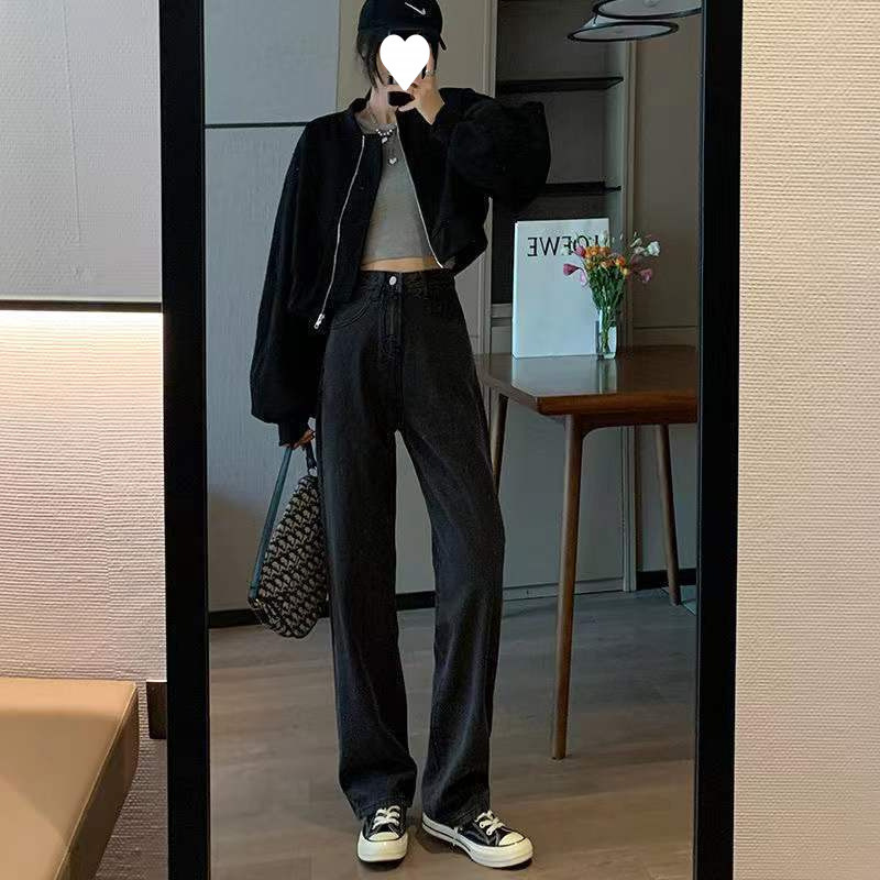 ネットの赤い背もたれのズボンの女性の復古の高い腰の広い足のジーパンの夏の年齢を減らします。|undefined