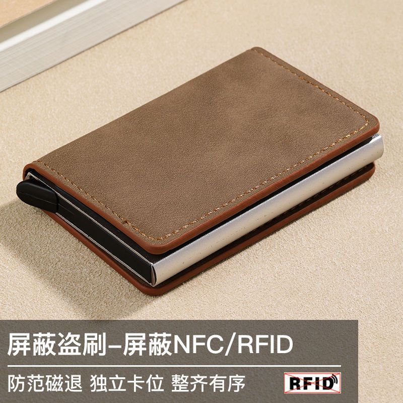 Anti-robo transfronterizo anti-magnético metal elástico bolsa de tarjetas de crédito caja de metal de aluminio para hombres bolsa de tarjetas de plata