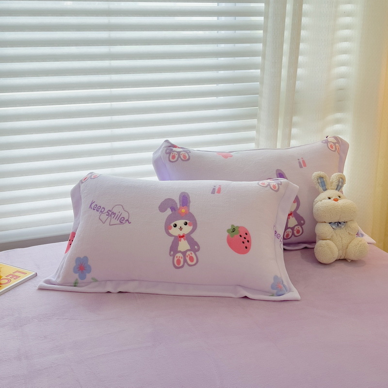 Otoño e invierno nuevo traje de cuatro piezas de terciopelo de leche impreso de doble cara de terciopelo de coral más edredón de terciopelo sábana de dormitorio de tres piezas