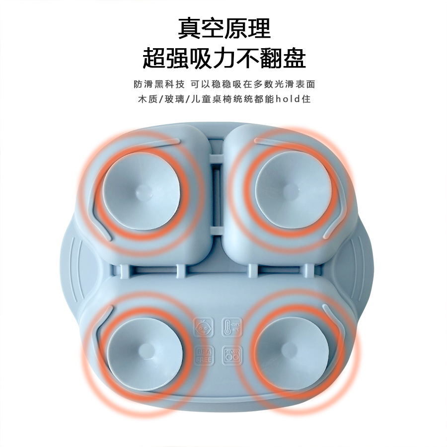 Plato de bebé transfronterizo comer tazón vajilla para niños bebé silicona acero inoxidable tenedor cuchara suplemento alimenticio herramienta resistente a la caída fabricante