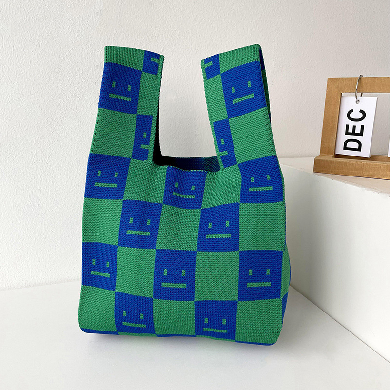 Bolsos, diseño de nicho femenino, bolso de punto personalizado, bolso tejido de un solo hombro de punto de todo fósforo, bolso de mano, bolso de mano