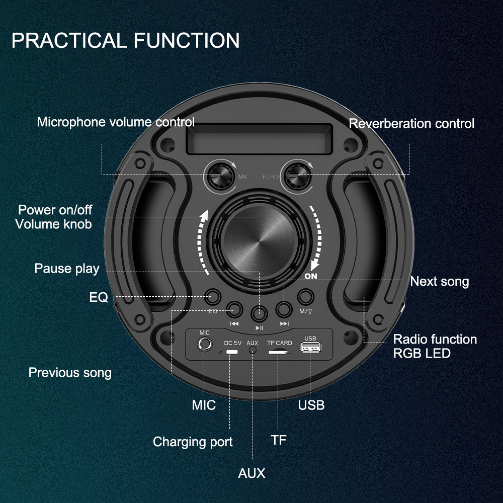 Sing-e ZQS6201 comercio exterior doble altavoz de 6,5 pulgadas Bluetooth audio de alta potencia radio subwoofer APP