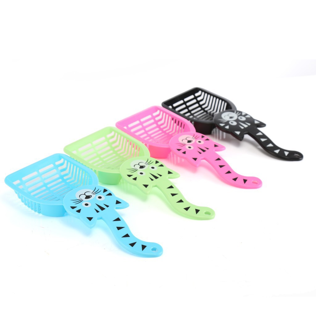 Suministros para mascotas transfronterizo Amazon gato limpieza pala gato cola patrón de dibujos animados multi-color tofu gato arena pala