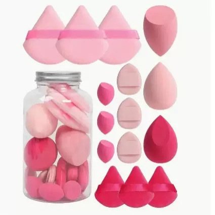 15 piezas transfronterizas botella de belleza huevo de maquillaje super suave esponja polvo de maquillaje de doble uso fino no comer polvo