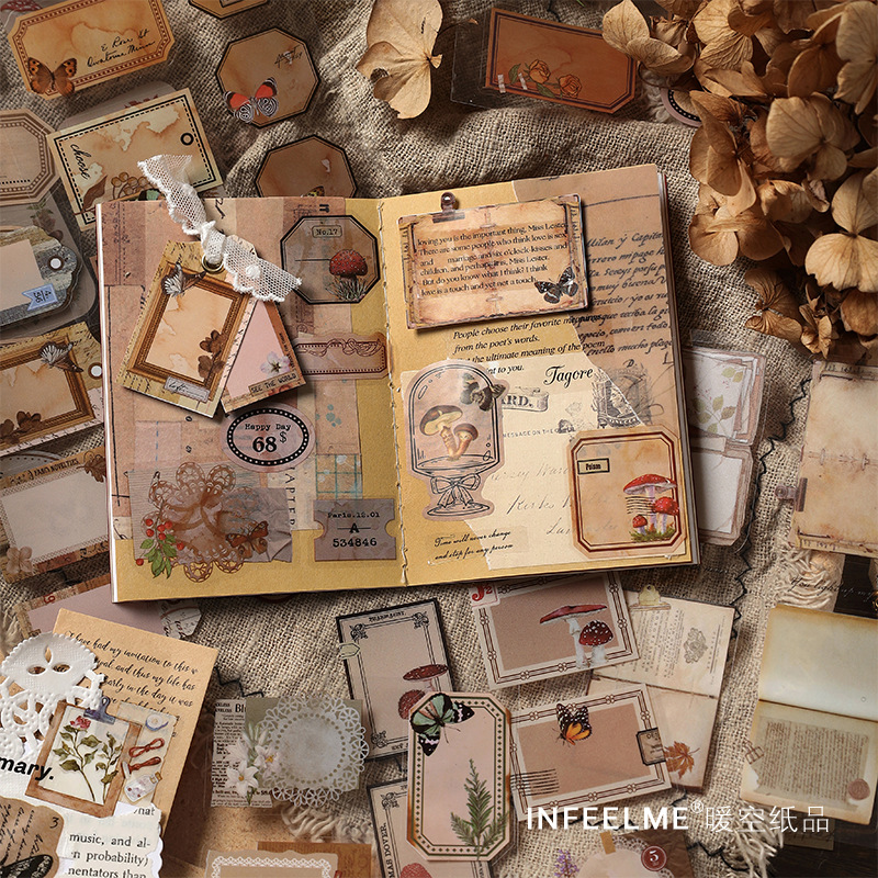 Infeel.MePET libro de pegatinas nubes flotantes mirar la Serie Mundial retro artística revista material decorativo pegatinas 4 modelos