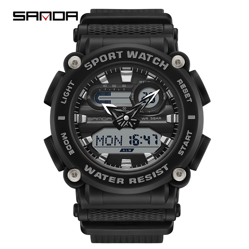 SANDA 3139 reloj electrónico multifuncional deportes al aire libre luminoso impermeable reloj de hombre simple reloj creativo