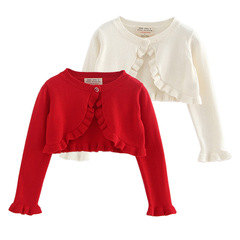 A dropshipping Korean version of girls' knitted cardigan, small shawl jacket, air-conditioning shirt, children's baby sweater cardigan, spring and autumn