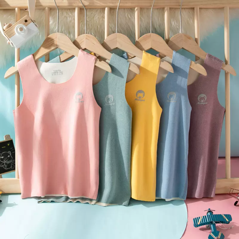 儿童保暖背心加绒无痕婴幼儿男女童宝宝打底衫马甲童装加绒加厚