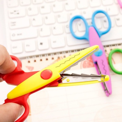 lace scissors children student paper-cut Scissors Art Designer DIY wave colour Plastic Amazon Cross border Manufactor