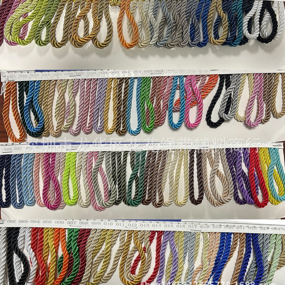 现货供应 优质 5MM 黑色白色金色彩色 3股扭绳 高档光丝扭绳帽绳