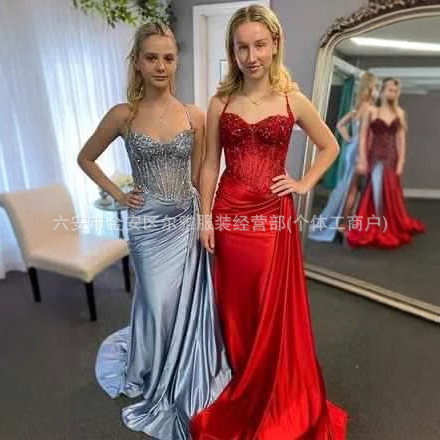 Cross-Border European and American Light Luxury Niche Evening Dress 2025 New Model Party Slit Casual Ball Fashion Sequin Dress Cross-Border European and American Light Luxury Niche Evening Dress 2025 New Model Party Slit Casual Ball Fashion Sequin Dress