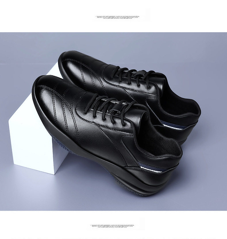 Giày sneaker nam da bò thoáng khí, đế cao su gót thấp 1–3 cm, dây buộc, phong cách thường ngày — PZ9873 Màu đen, PZ9873 màu trắng chi tiết 16
