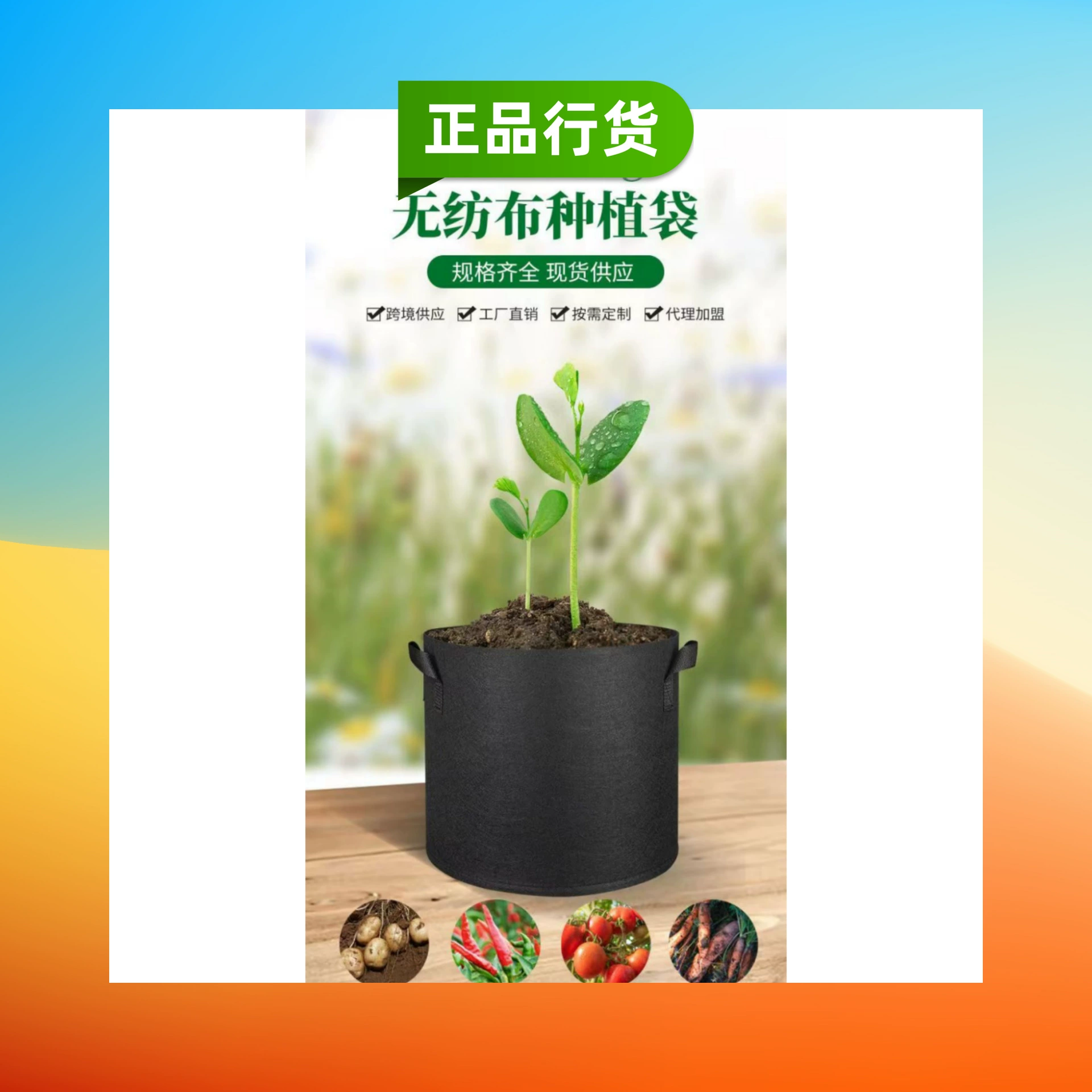 Manufacturer Plant Bag black thick non -woven potato planting bag planting tree bags beautiful bag green line green line planting bucket