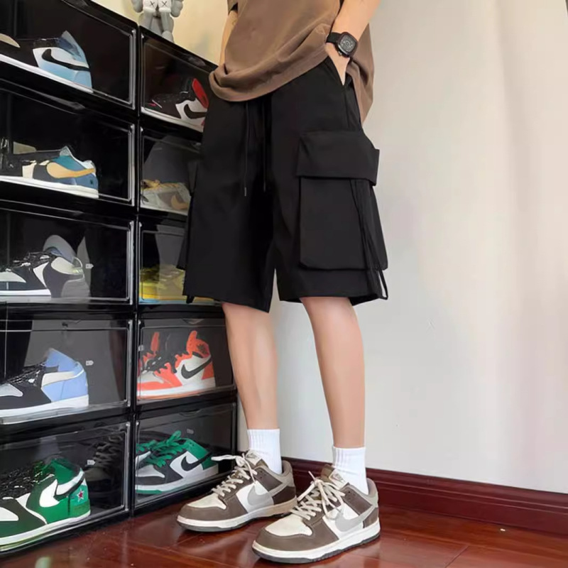 Summer Thin Trendy Casual Men's Pants American Style Loose Sports 5-Point Shorts with Large Pockets Cargo Shorts for Men