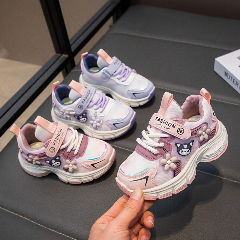 子供用ネットシューズ、女の子用スポーツシューズ、2025年春秋の新作ネットセレブカジュアルシューズ、通気性のあるソフトソールの女の子用お父さん靴|undefined