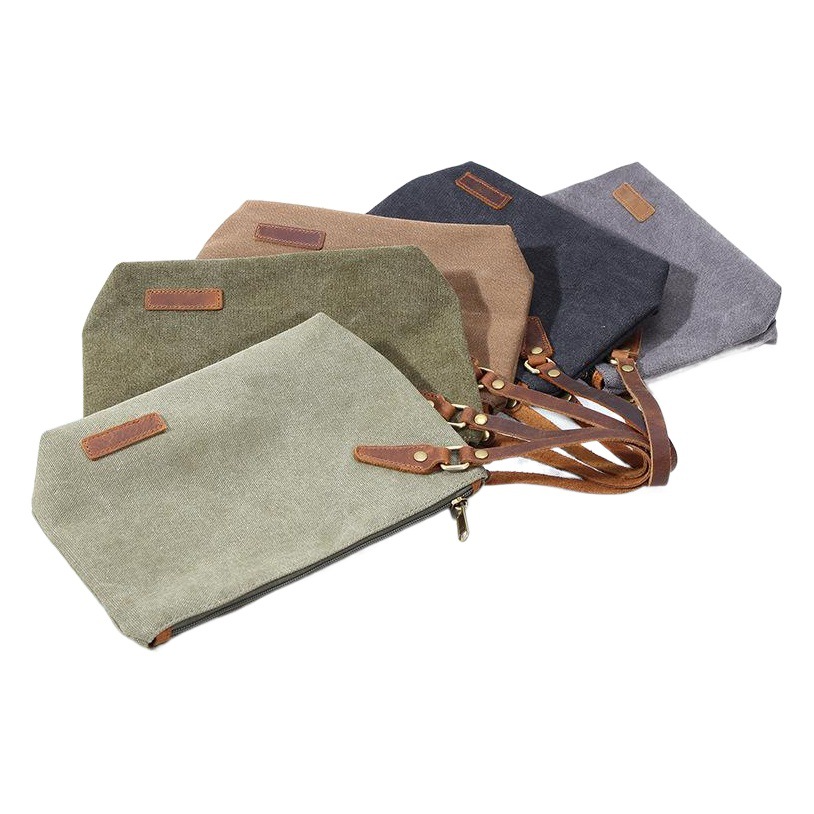 Nueva moda retro embrague impermeable bolsa de lavado de lona bolsa de almacenamiento de viaje cambio clave transfronteriza en stock