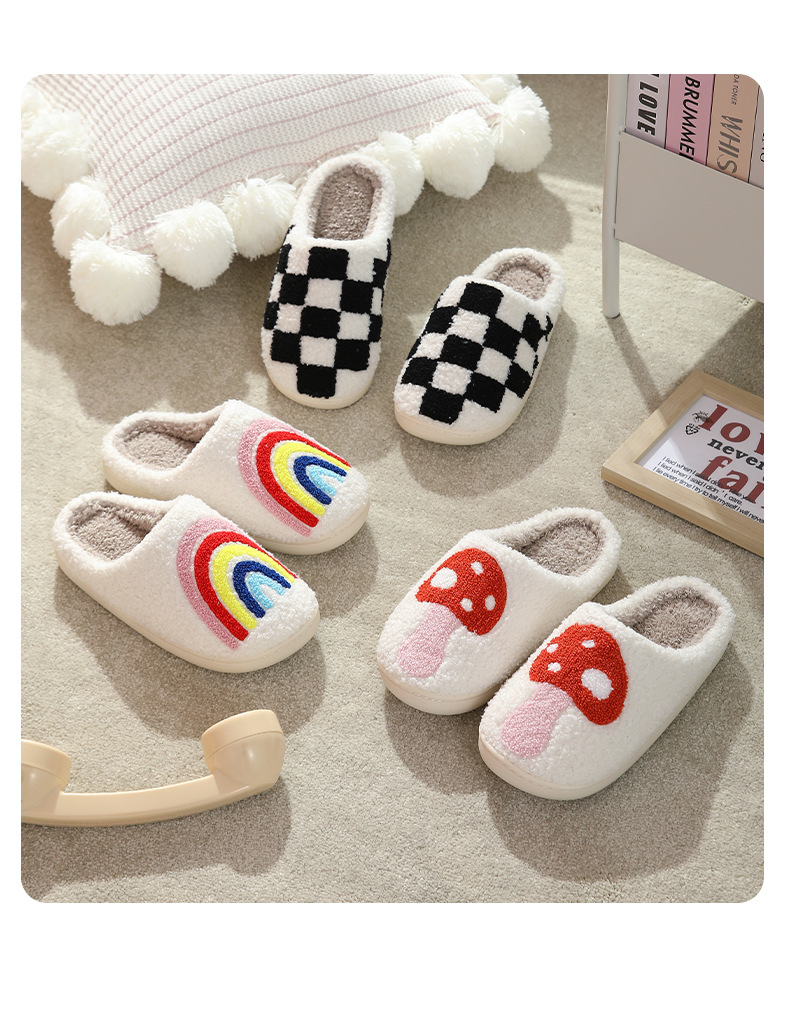 Unisex Casual Plaid Mushroom Round Toe Home Slippers display picture 3