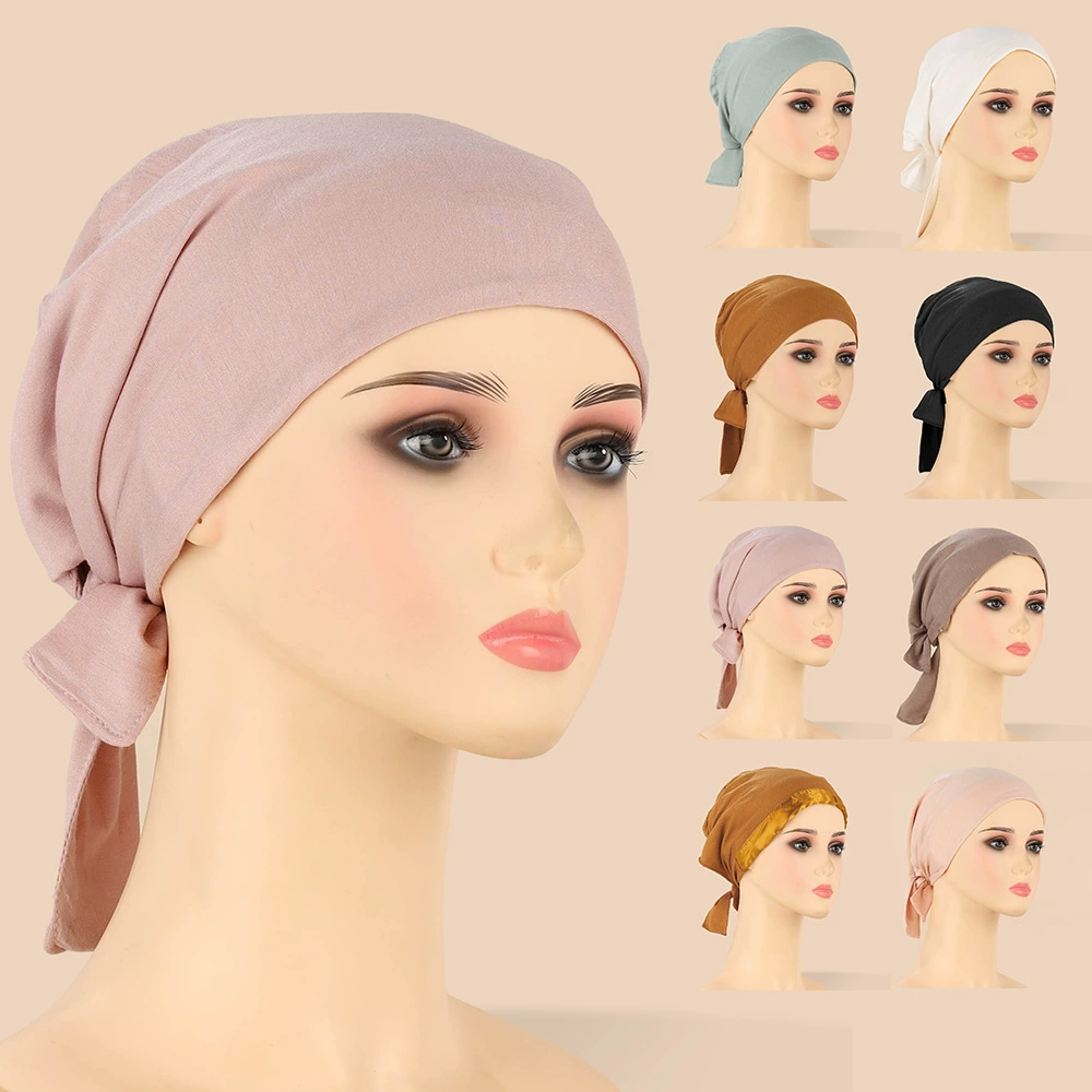 Трансграничная атласная хлопковая Базовая Кепка из модала, однотонная эластичная шапка на шнуровке, платок на голову, регулируемый в наличии
