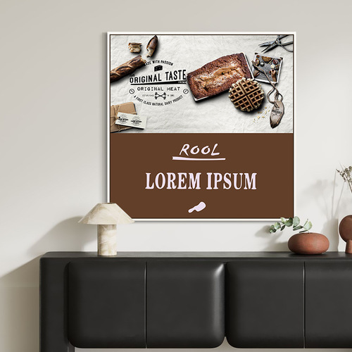 Nordic light luxury baking kitchen decoration painting cookies bread restaurant background wall hanging painting English food mural picture frame