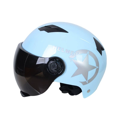 Motosiklet kaskı (dəbilqə) — Vehicle Helmets - cross-border-exclusive-sale-light-blue-with-tea-mirror