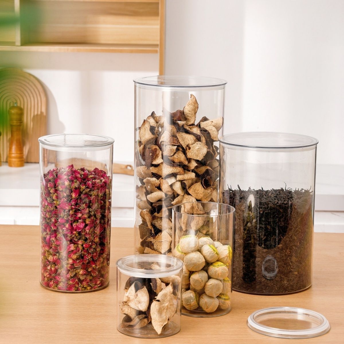 Fábrica directa tangerina tanque de almacenamiento de productos secos pet tanque de gran capacidad botella de vidrio sellado barril contenedor de grado alimenticio té